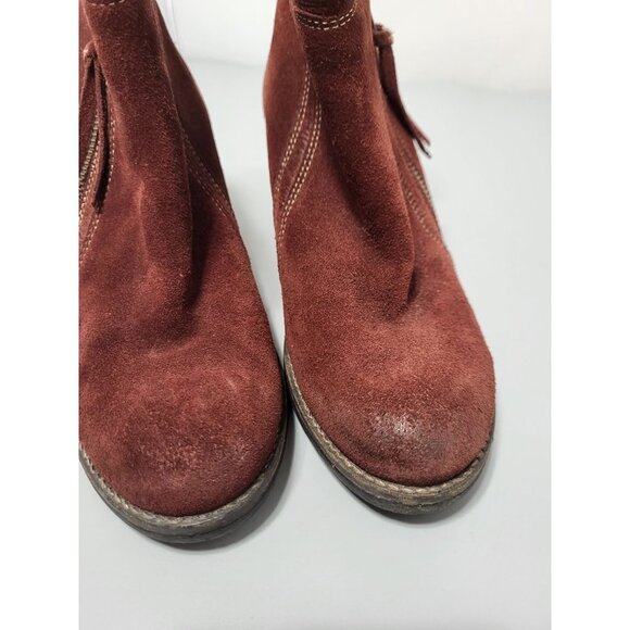 Taos Dillie Wine Suede Exposed Zipper Booties Ankle Boots EU 36 (US size 5-5.5) - Picture 3 of 7